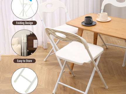 Folding Chairs, Stackable & Waterproof (Set of 4) - White