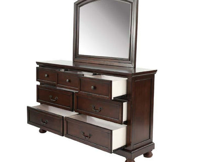 Dresser With 3 Small & 4 Large Drawers, Round Knobs, Bedroom Furniture - Cherry