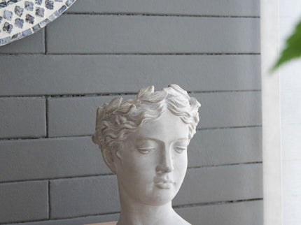 Greek Style Cement Head Planter Indoor Outdoor Home, Garden Decor - Gray