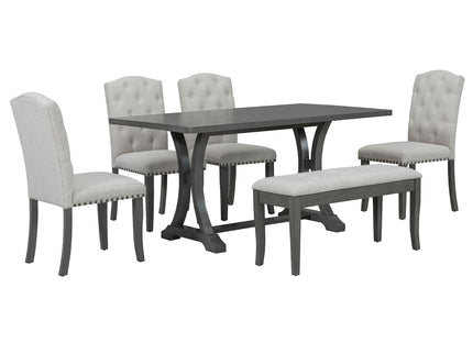 Dining Table Set With 4 Upholstered Chairs And Bench