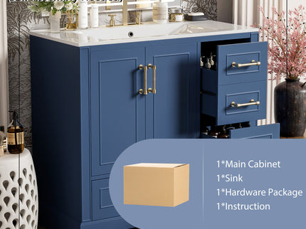 Traditional Bathroom Vanity With Soft Close Doors And Drawers