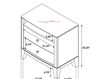 Menlo - 2 Drawer Nightstand - Pine Wood