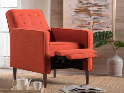 Mid-Century Modern Recliner With Button Tufted Waffle Stitch