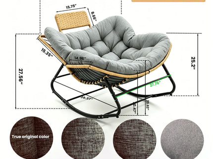 Oversized Papasan Rocking Chair Outdoor With Thick Cushion