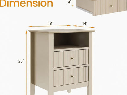 Fluted Nightstand With 2 Drawers