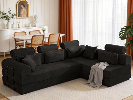 Modern L-Shape Modular Sectional Sofa, Compressed Design