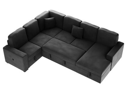 Modern Design Convertible Sectional Storage Bed With USB Port
