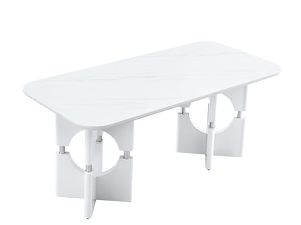 Modern Dining Table With Sleek Hollow-Out Frame And Accents