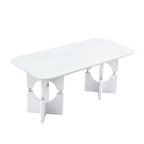 Modern Dining Table With Sleek Hollow-Out Frame And Accents