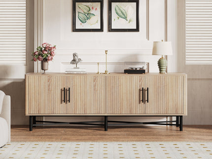 4 Door TV Cabinet, 2 Storage Spaces, Adjustable Shelves