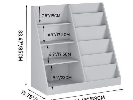 Bookshelf And Toy Storage Organizer, 4 Tier Bookcase With Display Stand For Playroom