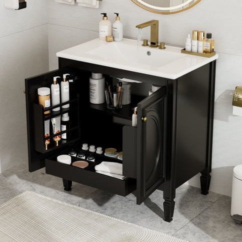 Bathroom Vanity With Sink With 2 Doors And Adjustable Shelf