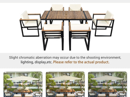 7 Pieces Outdoor Dining Set Patio Dining Table And Chair Set With And Removable Cushions For Patio