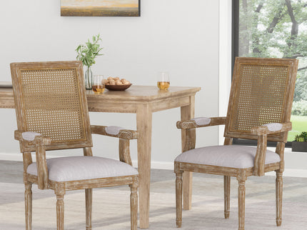 Elegant French Country Style Dining Chair With Cane Backrest