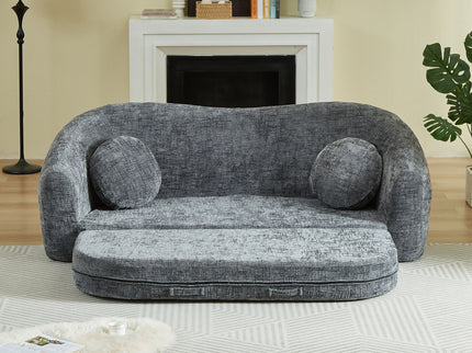 Curved Convertible Sofa, 2 In 1 Frameless Folding Sofa Bed With Pull Out Base And Deep Seat