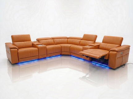 L - Shaped Recliner Sectional Sofa With Bluetooth Speakers, Wireless Charging, LED Lights