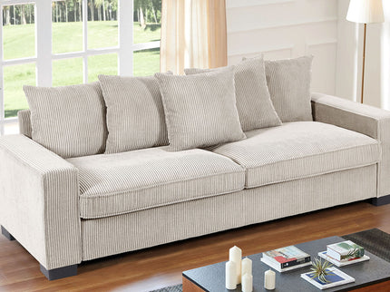 Luxe Sofa With 5 Matching Toss Pillows, Sleek Design, Spacious And Comfortable 3 Seater Couch