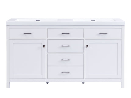 Double Sink Bathroom Vanity With Top, Soft Closing Doors & Drawers, Tip Out Drawer, 2 Cabinet Doors, Adjustable Shelf - White