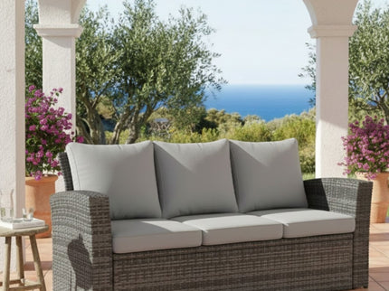 All-Weather Wicker 3 Seat Patio Sofa With Thick Cushions