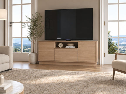 TV Stand For TVs Up To 65" & 2 Doors, 1 Drawer And 1 Open Shelf - Walnut