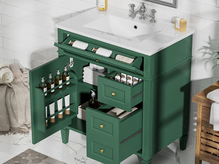 Bathroom Vanity With Top Sink, 2 Drawers & Tip Out Drawer