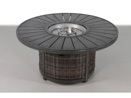 Patio Seating Group For 4 With Cushions And Fire Pit Table - Brown