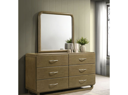 Bernardo - 6 Drawer Dresser And Mirror With Rounded Corners - Nutmeg Brown