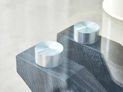 Artistic Rectangular Coffee Table With Tempered Glass Countertop