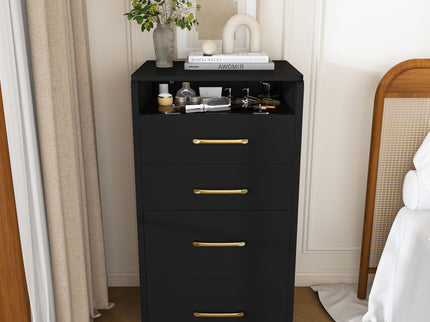 3 In 1 Vanity Desk With Open Top Mirror, Glass Desktop Makeup Set With 3 Drawers, Compact Dressing Table For Bedroom - Black