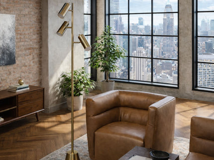 Lumina - Floor Lamp With Rotary Switch Triple Spots Cone Base - Gold