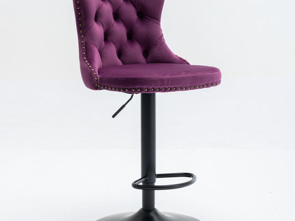 Swivel Barstools Adjusatble Seat Height, Modern Upholstered Bar Stools With Backs Comfortable Tufted For Home Pub And Kitchen Island (Set of 2)