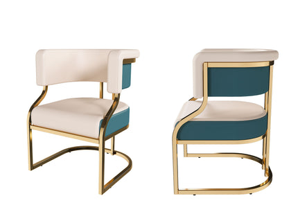 Dining Chairs Ergonomic Curved Backres (Set of 2) - Blue / Neutral