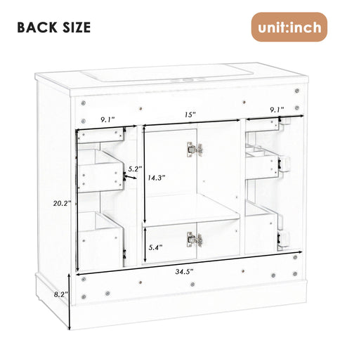 Modern Bathroom Vanity Base Only With 1 Cabinet And 6 Drawers
