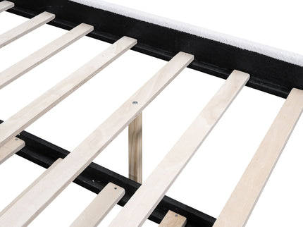 Upholstered Platform Bed With Wood Supporting Feet And Trundle