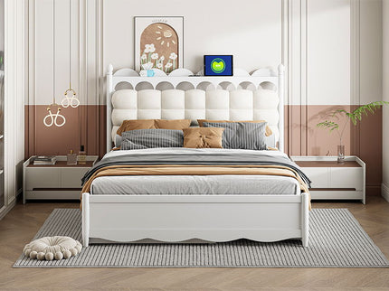 Storage Platform Bed, With 2 Big Drawers, Trundle, One Set Of Sockets & USB Ports