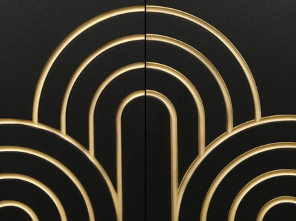 Modern Fluted Sideboard Buffet With Storage, Curve Element, 4 Doors With Adjustable Shelves