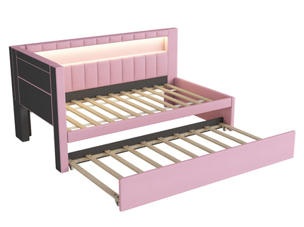 Upholstered Platform Bed With USB Ports And LED Belt