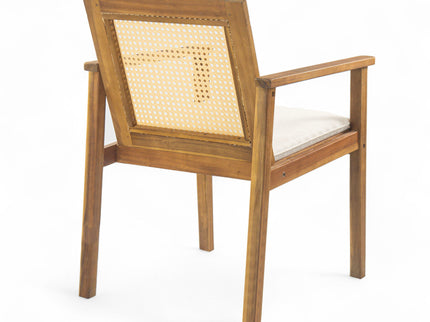 Preston - Outdoor Dining Chair With Cushion (Set of 2) - Teak / Beige
