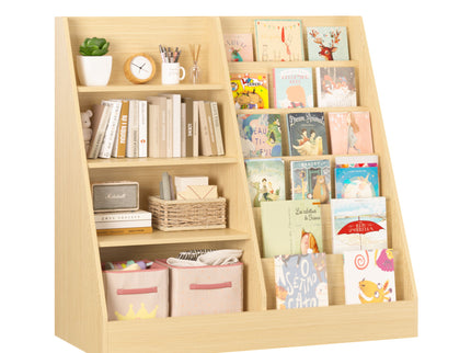 Bookshelf And Toy Storage Organizer, 4 Tier Bookcase With Display Stand For Playroom