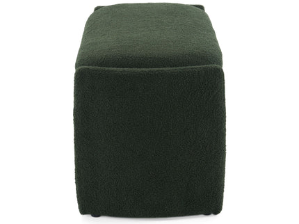 Elegant Long Shaped Storage Ottoman Bench, Boucle Material, Simple And Grand Design - Dark Green