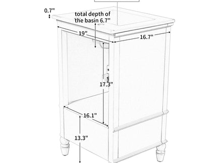 20" Bathroom Vanity With Sink Cabinet With 2 Doors, 2 Drawer, Magnetic Door Stopper, Adjustable Feet, Drop In Sink - Black