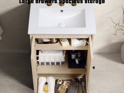 Bathroom Vanity With Basin, 1 Drawer Free Standing Storage - Brown