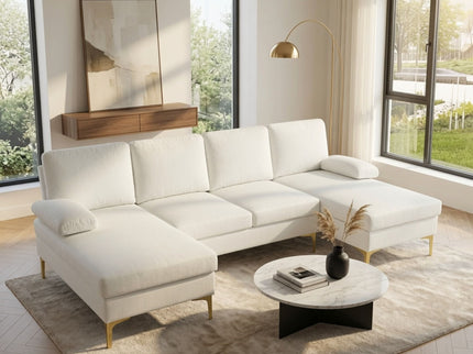 U - Shaped Sectional Sofa With Double Chaise