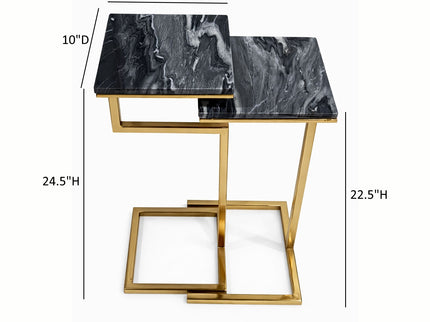 Chamblee - 2 Piece Square Nesting C - Table Set - Gold / Black
