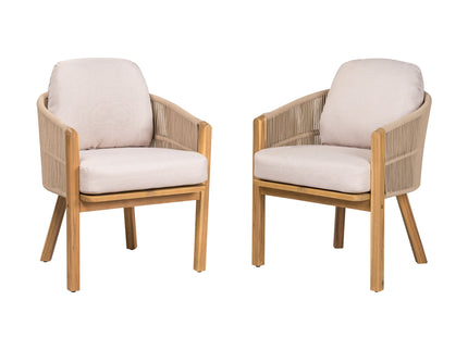 Grotta - Outdoor Dining Arm Chair (Set of 2) - Teak / Beige