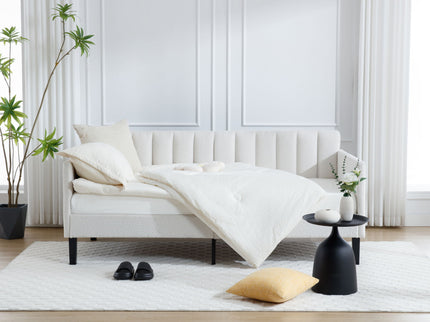 Elena - Boucle Upholstered Daybed, Ribbed Tufted Backrest