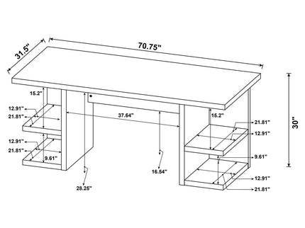 Hannah - 4 Shelf Writing Desk With Open Shelving - White