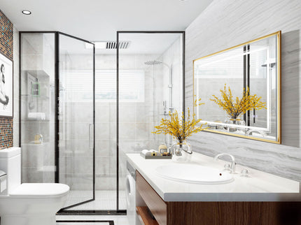 LED Bathroom Beveled Mirror, 3000 - 6000K Gradient Front And Backlit LED Mirror For Bathroom, 3 Colors Dimmable, Ip54 Enhanced Anti Fog
