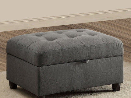 Storage Ottoman With Tufted Design - Gray