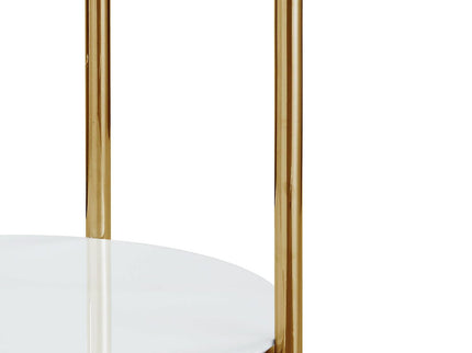 Daveigh - High Gloss End Table - Gold / White